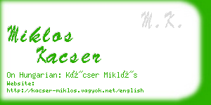 miklos kacser business card